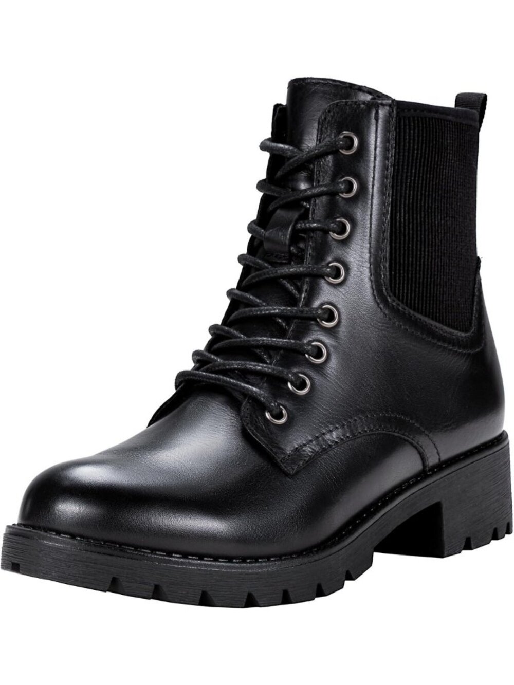 Stylish Lace-Up Combat Ankle Boots with Zipper & Lug Sole for Women